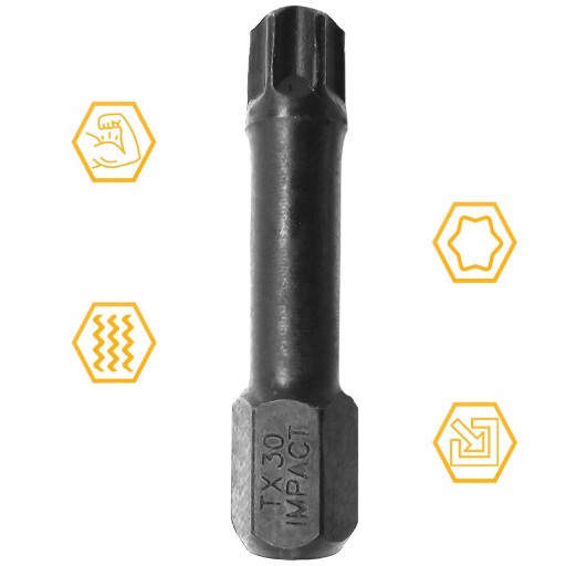 NÁRAZOVÝ BIT TX30 30mm STAR TORX TORX NÁRAZOVÝ COBIT 1ks