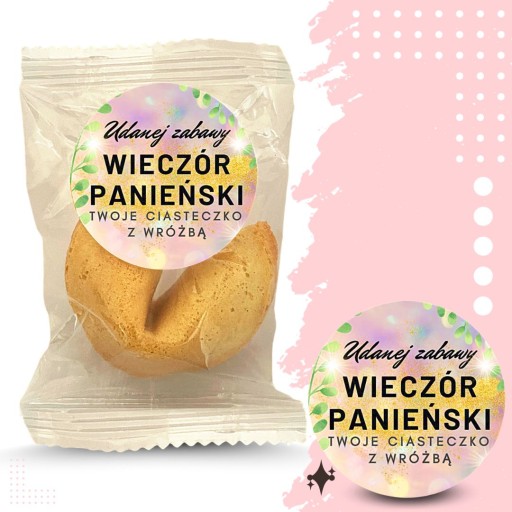 Fortune cookie s okrúhlou nálepkou Slepačia párty 1ks 6g pre hostí