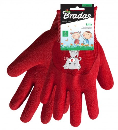 Rukavice Bradas RWDKI6 veľkosť 6 - XS 1 pár / červené s mačiatkom