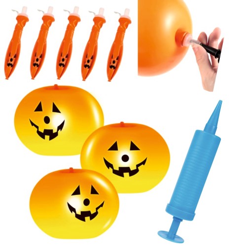 SVIETIACE LED HALLOWEENSKÉ TEKVICOVÉ BALÓNY + PUMPA 5 ks
