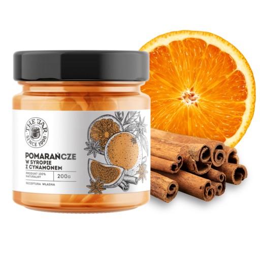 Pomaranče v sirupe so škoricovými plátkami čaju 200 g The Jar natural