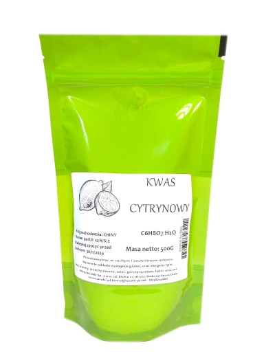 KYSELINA CITRÓNOVÁ KYSELINA jedlá 500g ECOBI
