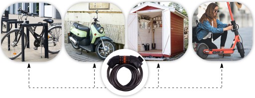 ZÁMOK NA BICYKEL KÁBLOVÝ ZÁMEK NA BICYKEL 100 cm 5 DIGITÁLNA KOMBINÁCIA