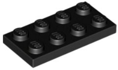 LEGO PLATE 2X4 - ČIERNA Č. 3020 - 2ks.
