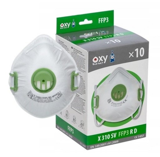 polomaska OXY LINE FFP3 P3 R D X310 ochrana proti prachu a vírusom 1 kus