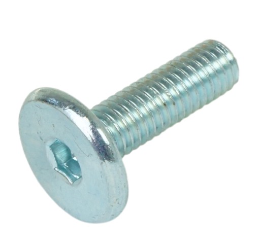 100x metrická skrutka M6 x 20 mm biela pozinkovaná s hlavou valca, nábytková skrutka
