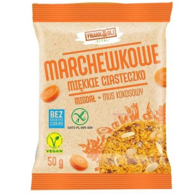 Mrkvový koláč bez cukru, bezlepkový kokos FRANK&OLI 50g