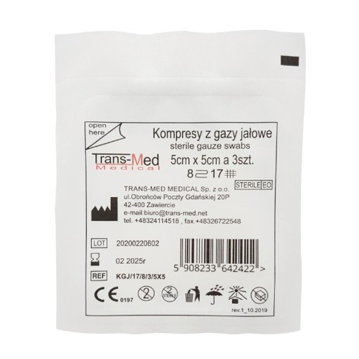KOMPRESY, STERILNÉ PLYNOVÉ ZARIADENIA 5 x 5 cm, 150 ks.