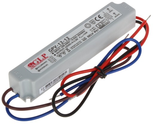 24H Hermetický LED zdroj konštantného napätia 12W 12V GLP