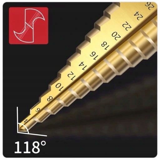 STEP KUŽELOVÁ VIACSTUPŇOVÁ VŔTAČKA NA VIANOČNÝ STROMČEK HSS 4-39mm