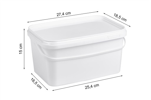 Biele obdĺžnikové vedro 5L s vekom na potraviny