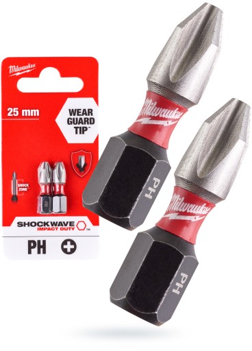 MILWAUKEE SHOCKWAVE BIT PH3 25mm 2ks.