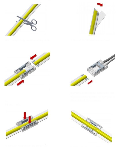 KONEKTOR PRE LED COB PÁS 8mm + káblová ZÁPADKA
