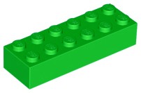 LEGO 2456 BRICK 2x6 svetlozelená NOVINKA (4g)