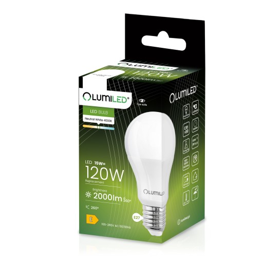 E27 LED žiarovka 15W = 120W 1951lm 4000K NEUTRAL PREMIUM EMC2 LUMILED