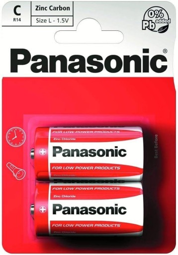 8x zinkovo-uhlíková batéria Panasonic C R14 1,5V