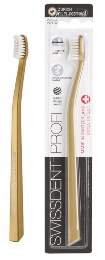 Jemná zubná kefka Swissdent Whitening Gold 1 ks ZADARMO