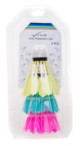 Vivo pierkové badmintonové loptičky, farebné, 3 ks