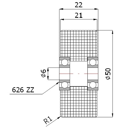 VALEC fi 50, DVOJITÉ LOŽISKO, do 100 kg, 6mm