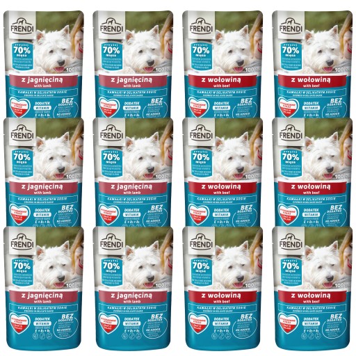 FRENDI Sachet mokré krmivo pre psov, mix príchutí, 12 x 100g