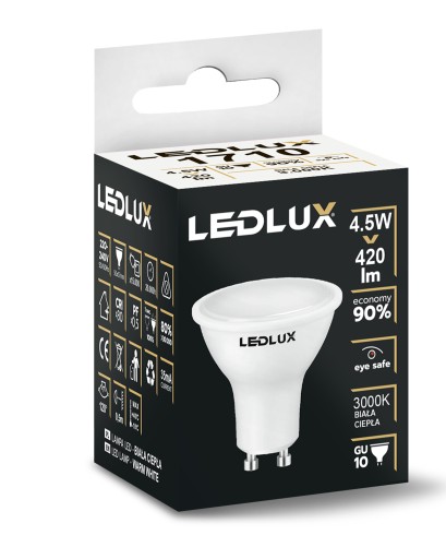LED žiarovka GU10 4,5W = 45W SMD 3000K teplá Premium LEDLUX nebliká