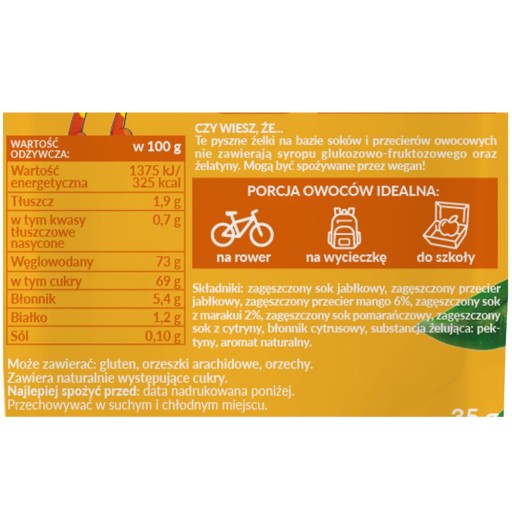 Vegan Mango Marakuja želé bez cukru 35g BeRaw