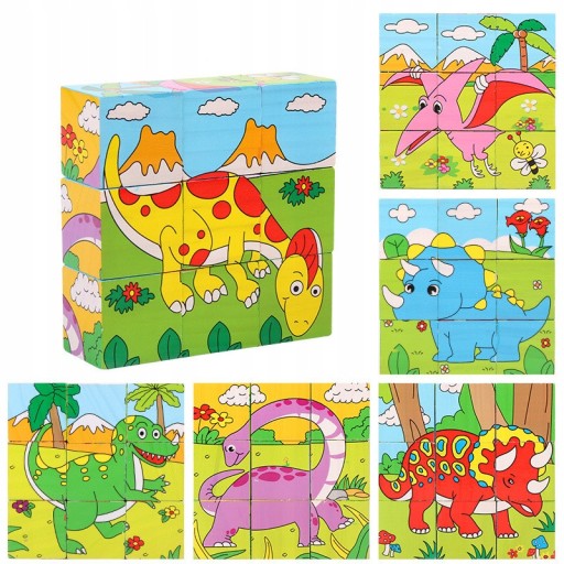 PUZZLE DREVENÉ BLOKY VZDELÁVACIE PUZZLE HRAČKY PRE DETI 6v1