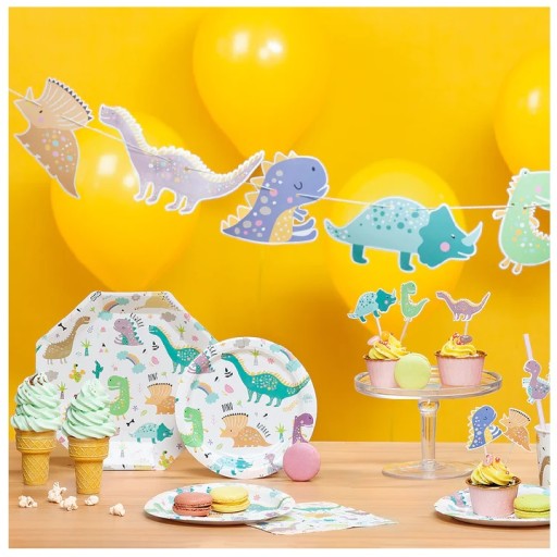 Narodeninové taniere Dinosaury Dinosaurus papierový narodeninový 18cm 6 kusov