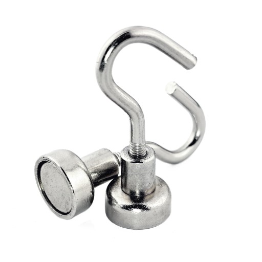SILNÝ NEODYMOVÝ MAGNET 12 MM SO STROPNÝM HÁKOM KAPACITA 5 KG - 2 KUSY