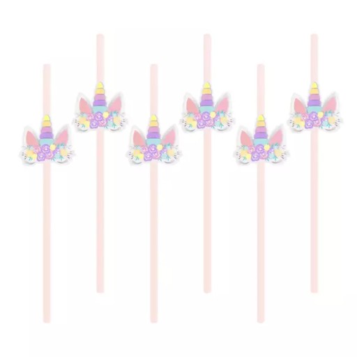Papierové slamky Unicorn, 6 kusov
