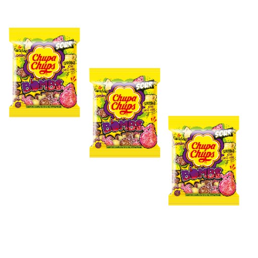 Chupa Chups kyslé želé Sour Bombs ovocné guľky 90g x3