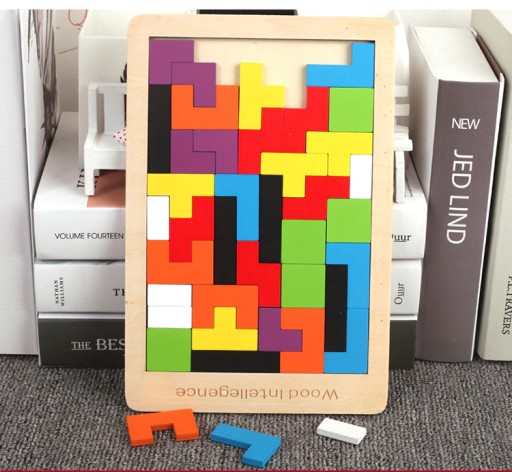 DREVENÉ PUZZLE TETRIS PUZZLE MONTESSORI HRA TANGRAM LOGIC