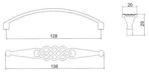 Nábytková úchytka GAMET UR46 staré striebro 128mm