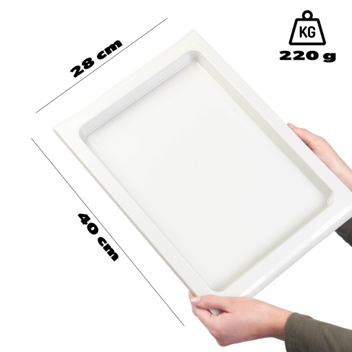KUCHYŇSKÝ PLÁN PLASTOVÝ ČAŠNÍK TYČOVÝ PLÁN VEĽKÝ BIELY 40x28cm