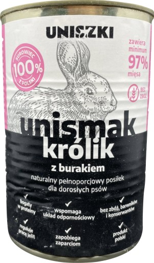 UNIsmak MOKRÉ KRMIVO PRE PSOV králik s cviklou KONZERVA 410g UNISZKI