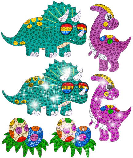 Nálepky DIAMANTOVÁ MOZAIKA DIAMANTOVÁ VÝŠIVKA NÁLEPKA DINOSAURS DINOSAUR