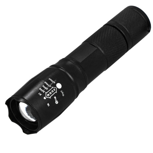 VOJENSKÁ DOBÍJATEĽNÁ BATERKA taktická LED ZOOM silná 1000lm + puzdro