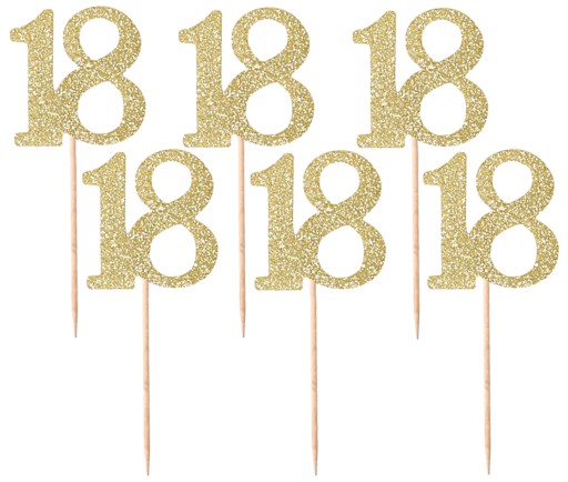 TOPPER NA TORTY NA 18. NARODENINY, ZLATÝ GLITTER