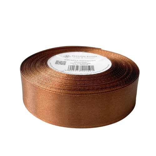 Stuha, saténová stuha na ozdobu, ozdobná 25mm 32mb, čokoláda