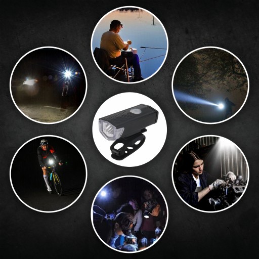 LED CYKLISTICKÁ LAMPA NA BICYKEL, NA RIADTIKÁ, VÝKONNÁ, NABÍJACIA, USB + ZADNÁ