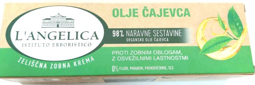 L'ANGELICA TEA TREE OIL ZUBNÁ PASTA BEZ FLUORIDU 75ml
