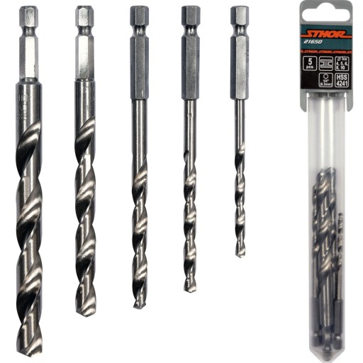 VŔTAČKY DO KOVU HRUBÉ 4-10MM HSS HEX 1/4” SADA 5 KS.