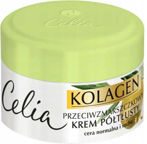 Polotučný hydratačný krém Celia Kolagen Oliwka