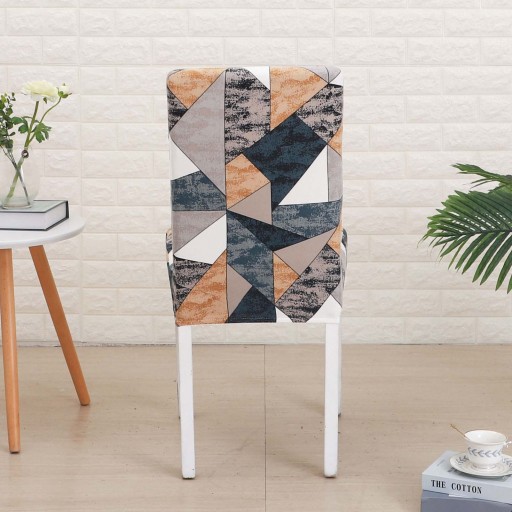 POTAH NA STOLIČKU GEOMETRICKÉ VZORY šedá oranžová námornícka modrá