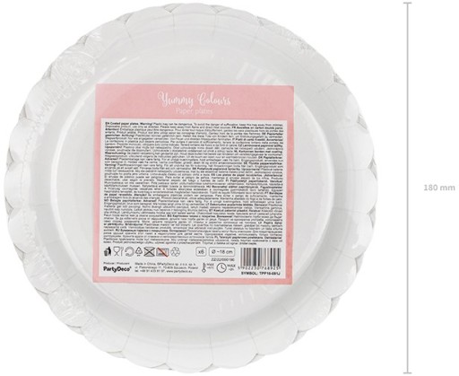 SVETLORUŽOVÉ papierové TANIERE 18 cm 6 ks na ročné narodeniny bábätka
