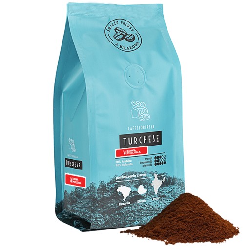 Mletá káva Caveres TURCHESE Robusta, Arabica 250g ČERSTVÉ PRAŽENÝ pekáč