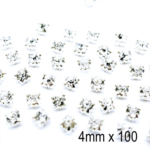 Štrasové kamienky Štrasové kamienky na šitie, Bezfarebné 4mm x 100
