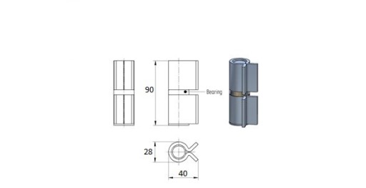 PÁNT PRE BRÁNY D28, L90MM, OCEL