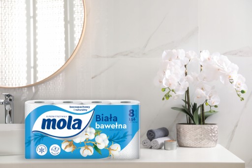 MOLA TOALETNÝ PAPIER BIELA BAVLNA 8 VALCOV
