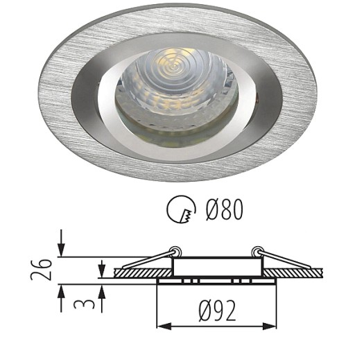 KANLUX Oczko LED stropné halogénové svietidlo pohyblivé SEIDY 10W GU10 strieborné